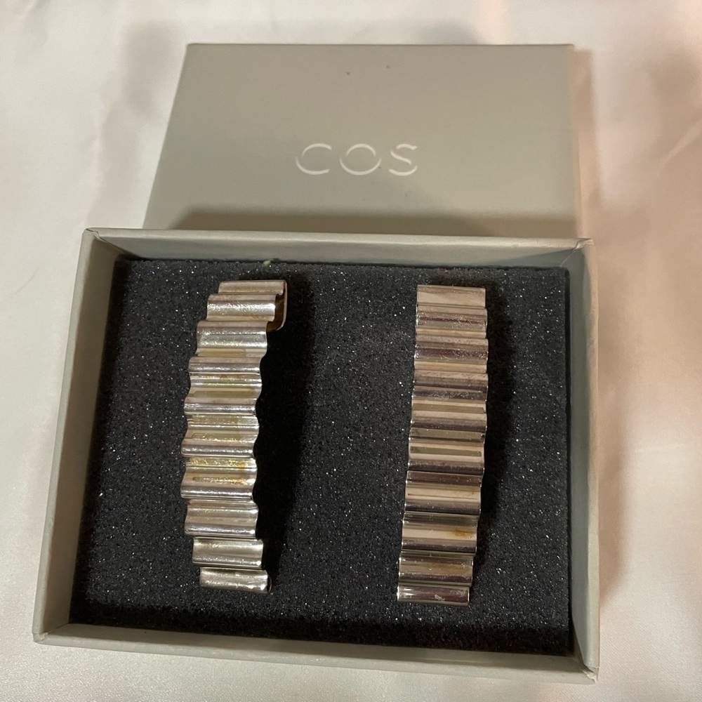 COS Minimalist Boho Textured Silver Color Earrings